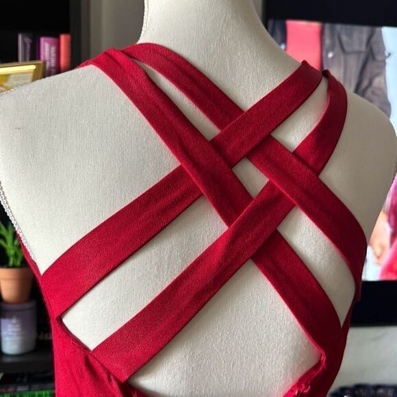 CDC size 4 Red Cross back fitted dress vintage 80s dress - Picture 7 of 8